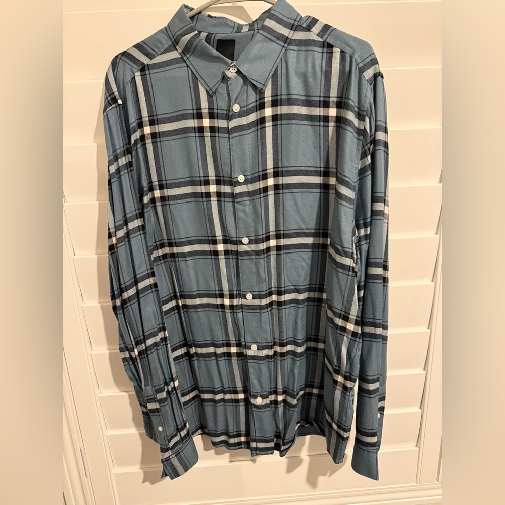 H&M Men's Casual Blue Checkered Shirt